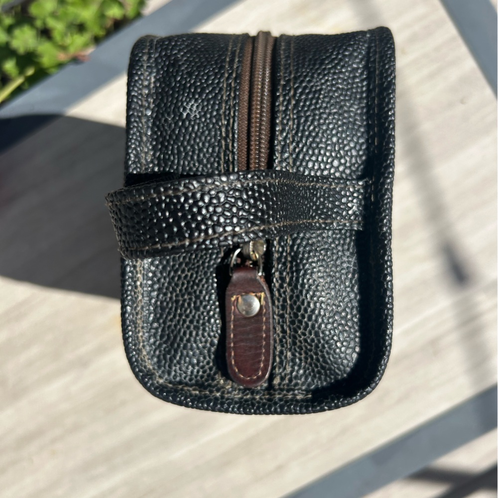 Beautiful Vintage Bric’s Black Pebble Leather Toiletries Bag - Picture 7 of 9